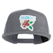 Hawaii State Flower with Aloha Iron on Patched Flexfit Snapback Style Cap - Dk-Grey OSFM