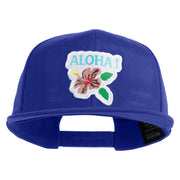Hawaii State Flower with Aloha Iron on Patched Flexfit Snapback Style Cap - Royal OSFM