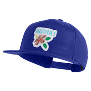 Hawaii State Flower with Aloha Iron on Patched Flexfit Snapback Style Cap - Royal OSFM