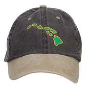 Hawaii Map Embroidered Washed Two Tone Cap