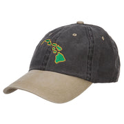 Hawaii Map Embroidered Washed Two Tone Cap