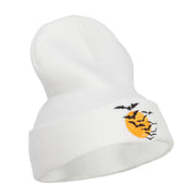 Bats Moon Halloween Embroidered Long Beanie