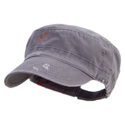 Spiders Illustration Embroidered Enzyme Frayed Solid Army Caps - Grey OSFM