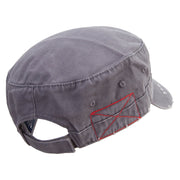 Spiders Illustration Embroidered Enzyme Frayed Solid Army Caps - Grey OSFM