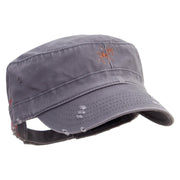 Spiders Illustration Embroidered Enzyme Frayed Solid Army Caps - Grey OSFM