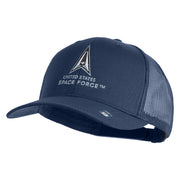 US Space Force with Delta Embroidered Solid Cotton Mesh Cap - Navy OSFM