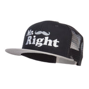 Mr Right Mustache Embroidered Mesh Snapback