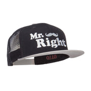 Mr Right Mustache Embroidered Mesh Snapback