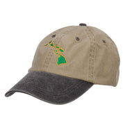 Hawaii Map Embroidered Washed Two Tone Cap