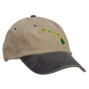 Hawaii Map Embroidered Washed Two Tone Cap