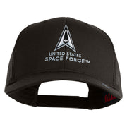 US Space Force with Delta Embroidered Solid Cotton Mesh Cap - Charcoal OSFM