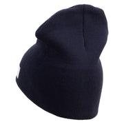 Licensed Made in USA Navy USN Veteran Symbol Embroidered 8 Inch Solid Knit Short Beanie - Navy OSFM