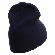 Licensed Made in USA Navy USN Veteran Symbol Embroidered 8 Inch Solid Knit Short Beanie - Navy OSFM