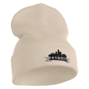 Detroit Skyline Embroidered 12 Inch Long Knitted Beanie - Birch OSFM