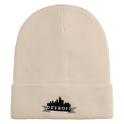 Detroit Skyline Embroidered 12 Inch Long Knitted Beanie - Birch OSFM