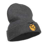 Bats Moon Halloween Embroidered Long Beanie