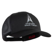 US Space Force with Delta Embroidered Solid Cotton Mesh Cap - Black OSFM