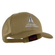 US Space Force with Delta Embroidered Solid Cotton Mesh Cap - Khaki OSFM