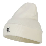 Schnauzer Dog Head Embroidered Long Beanie