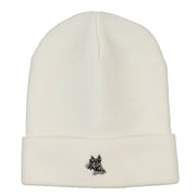 Schnauzer Dog Head Embroidered Long Beanie