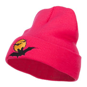 Moon Bats Halloween Embroidered Long Beanie