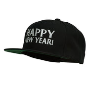 Happy New Year Embroidered Flat Bill Cap