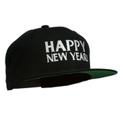 Happy New Year Embroidered Flat Bill Cap