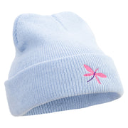 Dragonfly Logo Embroidered Super Stretch Knit Watch Cap Beanie - Columbia-Blue OSFM