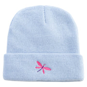 Dragonfly Logo Embroidered Super Stretch Knit Watch Cap Beanie - Columbia-Blue OSFM