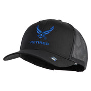 US Air Force Wing Retired Embroidered Solid Cotton Mesh Cap - Black OSFM