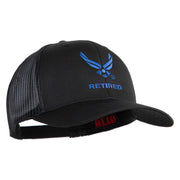 US Air Force Wing Retired Embroidered Solid Cotton Mesh Cap - Black OSFM