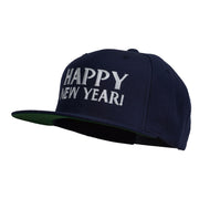 Happy New Year Embroidered Flat Bill Cap