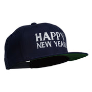 Happy New Year Embroidered Flat Bill Cap