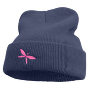 Dragonfly Logo Embroidered Super Stretch Knit Watch Cap Beanie - Navy OSFM