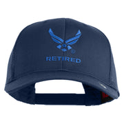 US Air Force Wing Retired Embroidered Solid Cotton Mesh Cap - Navy OSFM
