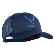 US Air Force Wing Retired Embroidered Solid Cotton Mesh Cap - Navy OSFM