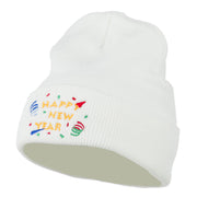 Happy New Year Embroidered Beanie