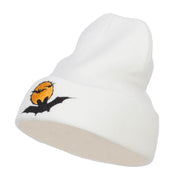 Moon Bats Halloween Embroidered Long Beanie