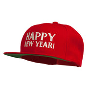 Happy New Year Embroidered Flat Bill Cap