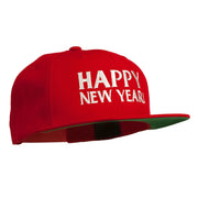 Happy New Year Embroidered Flat Bill Cap