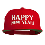 Happy New Year Embroidered Flat Bill Cap