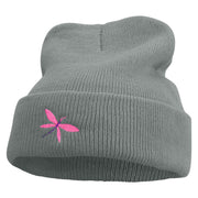 Dragonfly Logo Embroidered Super Stretch Knit Watch Cap Beanie - Lt-Grey OSFM