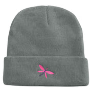 Dragonfly Logo Embroidered Super Stretch Knit Watch Cap Beanie - Lt-Grey OSFM