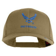 US Air Force Wing Retired Embroidered Solid Cotton Mesh Cap - Khaki OSFM