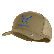 US Air Force Wing Retired Embroidered Solid Cotton Mesh Cap - Khaki OSFM