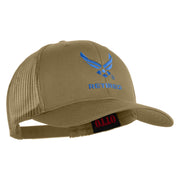 US Air Force Wing Retired Embroidered Solid Cotton Mesh Cap - Khaki OSFM