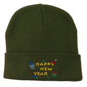 Happy New Year Embroidered Beanie