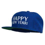 Happy New Year Embroidered Flat Bill Cap