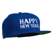 Happy New Year Embroidered Flat Bill Cap