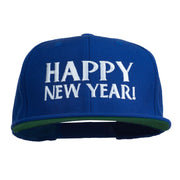 Happy New Year Embroidered Flat Bill Cap